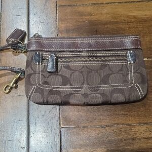 Coach Dark Brown Signature Wristlet